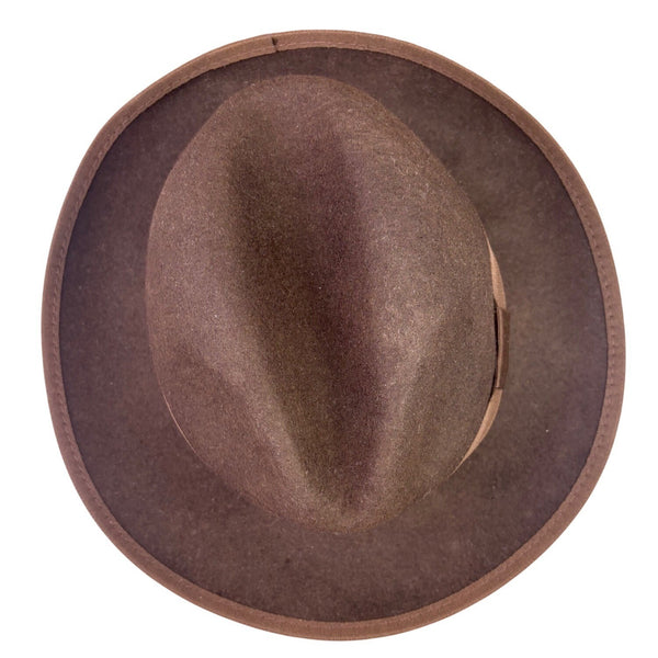 BCBGMaxAzria Womens Brown Wool Fedora Hat Medium Stylish Wide Brim Design 57CM