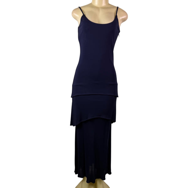 Frivole Womens Navy Two-Piece Set With Long-Sleeve Jacket & Maxi Dress Size 6