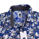 Brooklyn Brigade Mens Blue Cotton/Spandex Floral Short Sleeve Shirt Size M - New