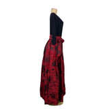 Jessica Howard  Black & Red Floral Print Gown With Bow Detail 3/4 Sleeves Sz 12
