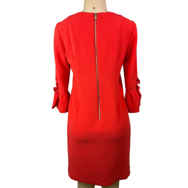 Sara Campbell Womens Red Polyester 3/4 Bell Sleeve Shift Dress Size 2
