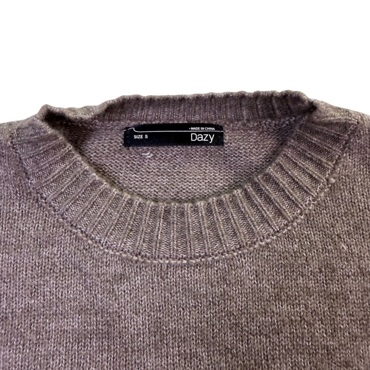 Dazy Mens Taupe Crew Neck Sweater Stylish Warm Knitwear Size S