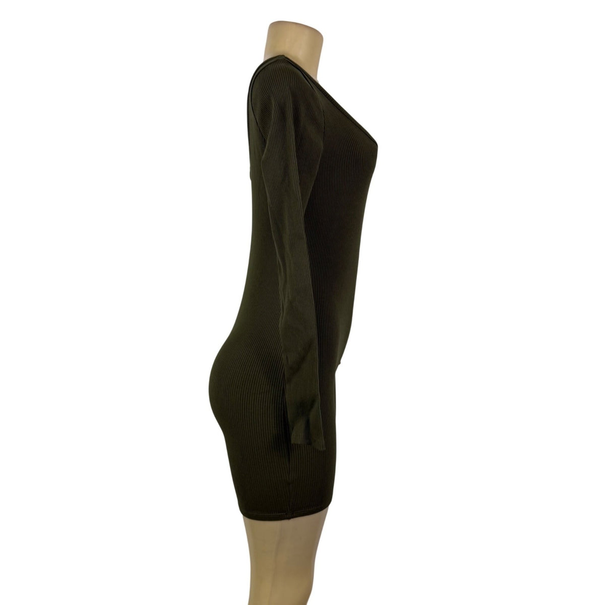 Fashion Nova Womens Olive Ribbed Long Sleeve Snatched Romper Rayon/Spandex Sz XL