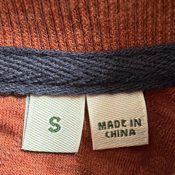Orvis Womens Rust Quilted Crew Neck Pullover Sweatshirt W/ Button Detail Sz S