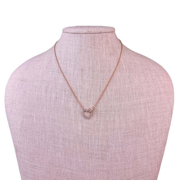 Swarovski Womens Rose Gold Tone Crystal Intertwined Heart Necklace Elegant Chain