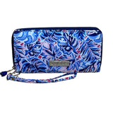 Simply Southern Women’s Blue Floral Quilted With Zipper Closure Wristlet Wallet