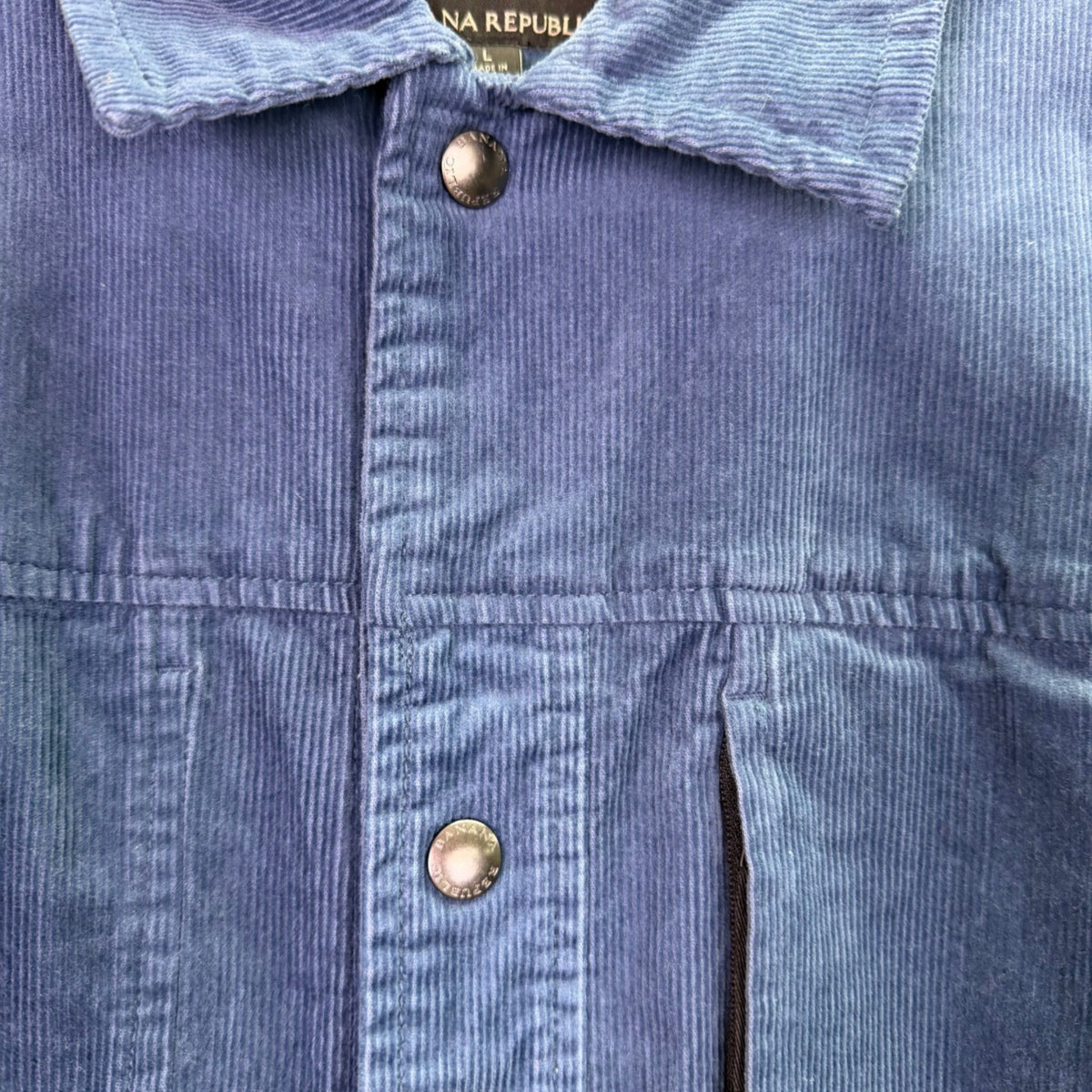 Banana Republic Mens Blue  Jacket Snap Button Classic Corduroy Midweight Sz L