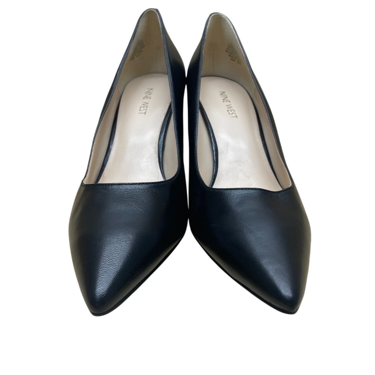 Nine West Women’s Black Leather Pointed-Toe Kitten Heel Margot Pumps Size 9.5M