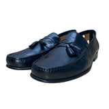 Santoni Men’s Black Leather Tassel Formal Slip-On Dallas Loafers Size 11 EE