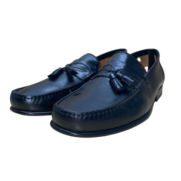 Santoni Men’s Black Leather Tassel Formal Slip-On Dallas Loafers Size 11 EE