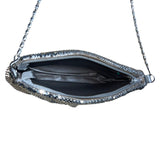 Vintage Silver Mesh Shoulder Bag With Rhinestone Accent & Chain Strap Evening Ha