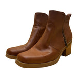 B.O.C Women's Brown Faux Leather Side Zip Closure Heeled Ankle Boots Size 11M