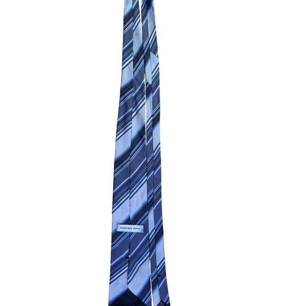 Geoffrey Beene Mens Blue Striped Silk Necktie Versatile Formal Business Wear