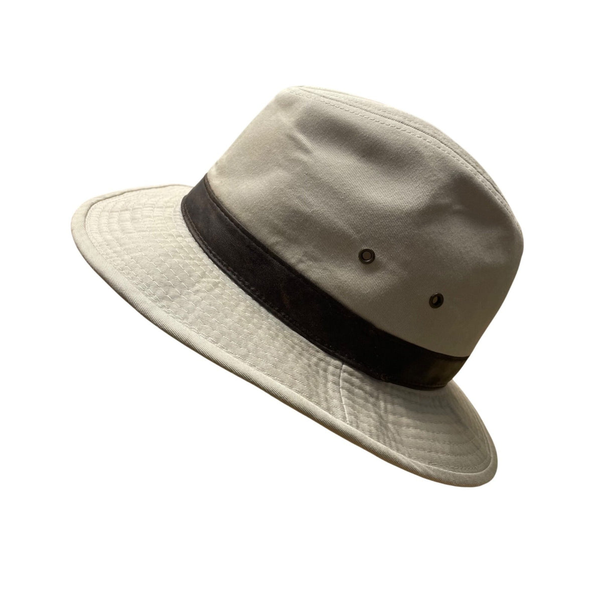 Duluth Trading Co Mens Khaki Safari Hat W/ Ventilation & Faux Leather Band M/L