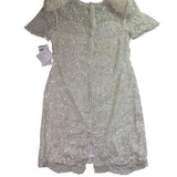 Sweelo Womens Ivory Silk Beaded Short Sleeve Dress Elegant Sequins Layered Sz XL