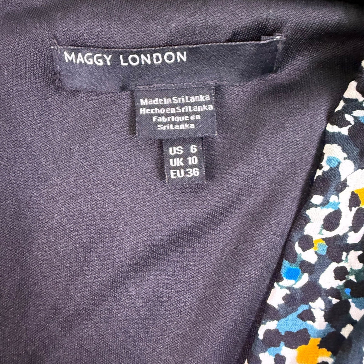Maggy London Womens Multicolor Long-Sleeve A-Line Midi Dress US Size 6