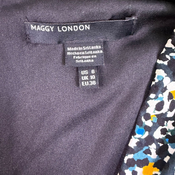 Maggy London Womens Multicolor Long-Sleeve A-Line Midi Dress US Size 6