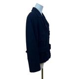 Classiques For Nordstrom Womens Black Wool Nylon Moto Jacket Belted Size M