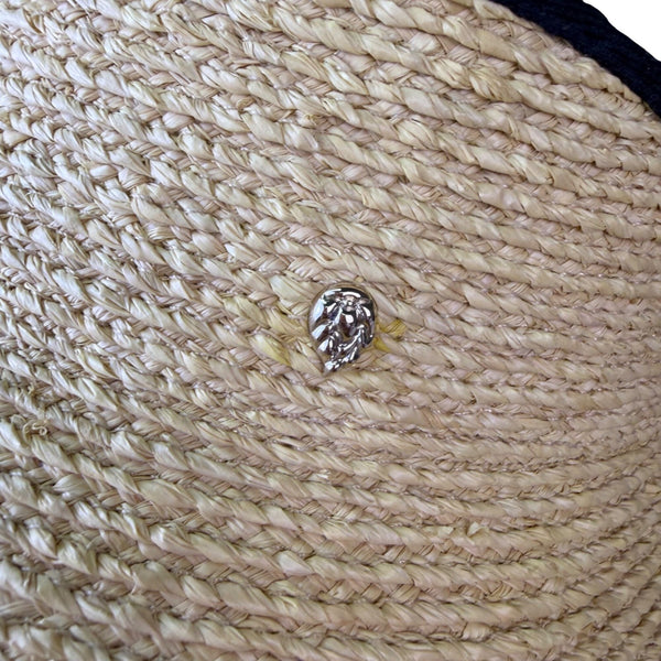Helen Kaminski Womens Natural Raffia Straw Visor Hat With Black Trim