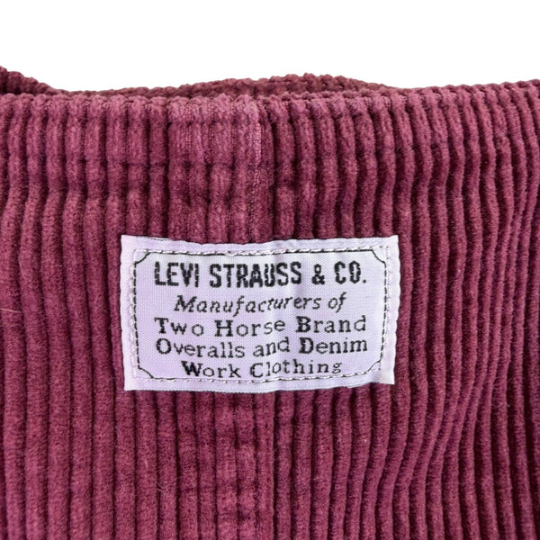 Levis Womens Burgundy Cotton Corduroy Button-Front Overall Midi Dress Size M