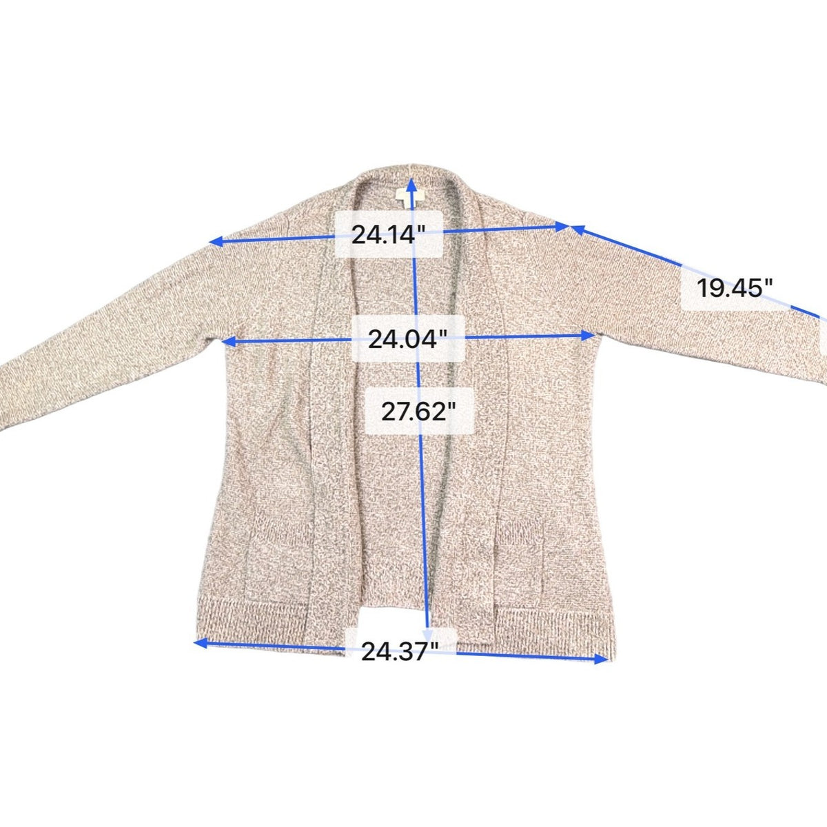 Appleseeds Womens Beige Open Front Cardigan Sweater With Pockets Size 1X