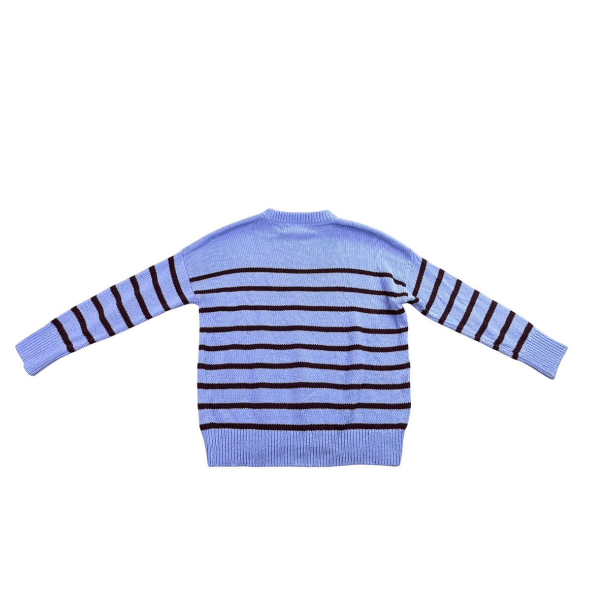 Loft Womens Light Blue & Brown Knit Striped Pullover Sweater Size XL