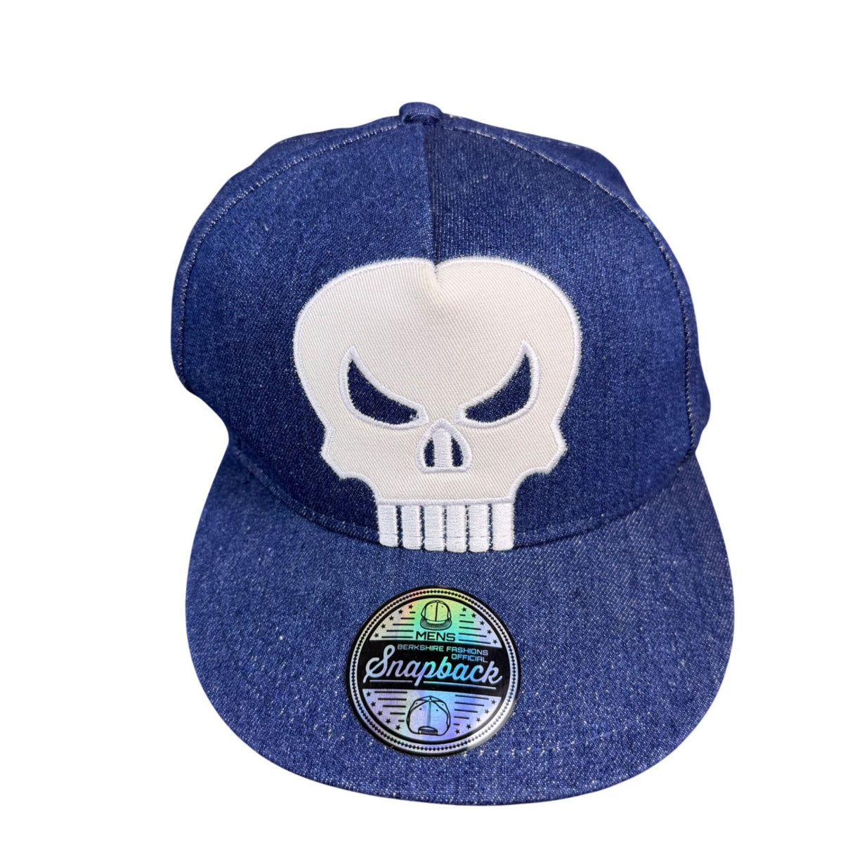 Marvel Mens Blue Cotton Punisher Snapback Hat Adjustable Denim Skull Accents