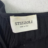 Stizzoli Womens Black Knit Ruffled Edge Cardigan Size M