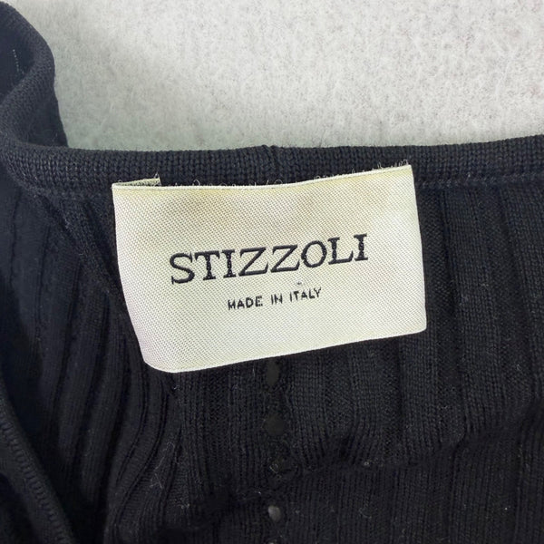 Stizzoli Womens Black Knit Ruffled Edge Cardigan Size M