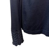 Anne Klein Black Knit Cowl Neck Sweater With Textured Collar