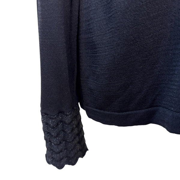 Anne Klein Black Knit Cowl Neck Sweater With Textured Collar