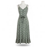 Lulus Womens Green Floral Maxi Dress Sleeveless Adjustable Straps Size Large