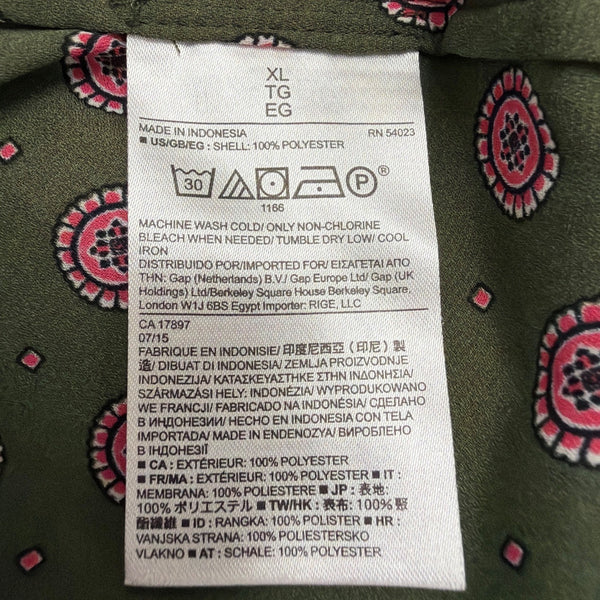 Banana Republic Womens Green & Pink Patterned Long Sleeve Blouse Size XL