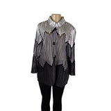 Chicos Womens Black & White Striped Sheer Button-Front Tunic Jacket Size 3 - New