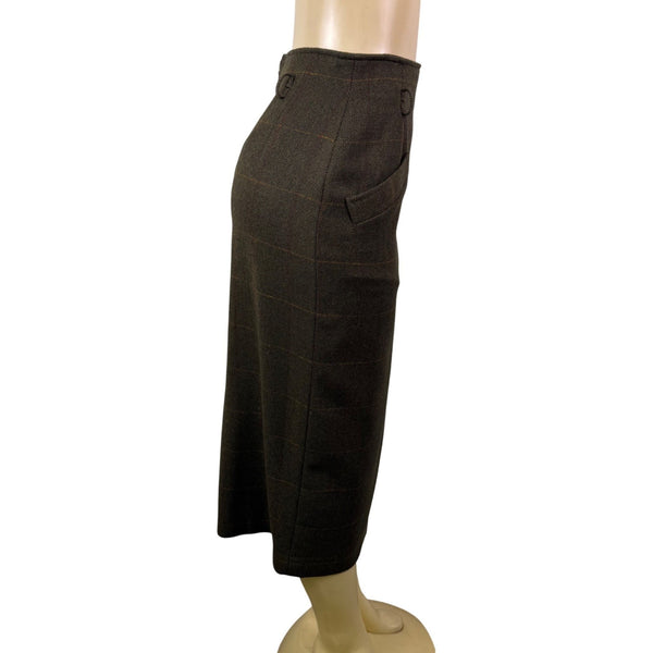 Anne Klein Womens Brown Plaid Wool Pencil Skirt Vintage Office Attire Sz 10