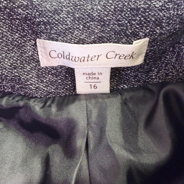 Coldwater Creek Womens Black/Gray Patchwork Button-Up Jacket Size 16