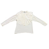 Regina Porter Womens Ivory Ruffle Front Button Long Sleeve Blouse Size 10