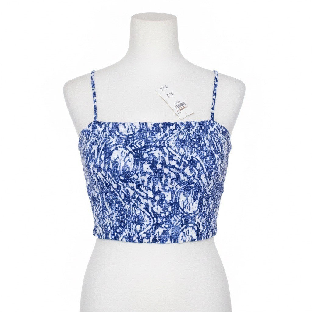 Abercrombie & Fitch Womens Blue/White Cotton Tank Top Adjustable Straps Sz M