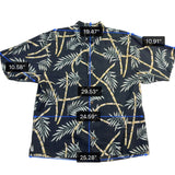 Tommy Bahama Mens Black Bamboo Print Silk Hawaiian Shirt Casual Resortwear Sz L