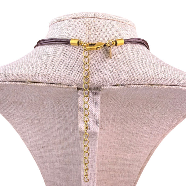 Chicos Womens Gold Tone & Silver Tone Leatherette Necklace Modern Geometric