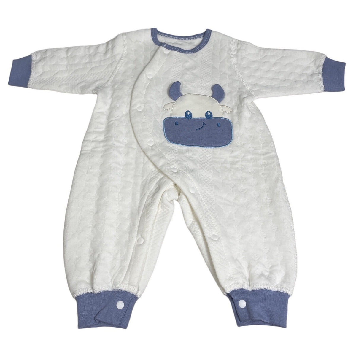 Chamie Toddler Boy's Blue White and Green Toddler Jumpsuit Set Sz 0M
