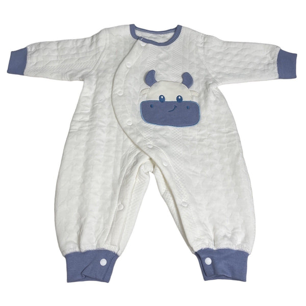 Chamie Toddler Boy's Blue White and Green Toddler Jumpsuit Set Sz 0M