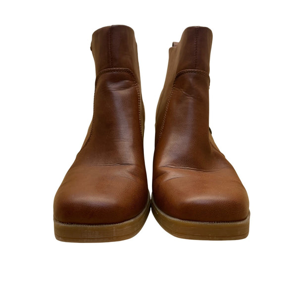 B.O.C Women's Brown Faux Leather Side Zip Closure Heeled Ankle Boots Size 11M