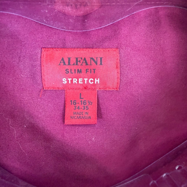 Alfani Mens Purple Cotton Blend Slim Fit Stretch Dress Shirt Size L 16-16.5