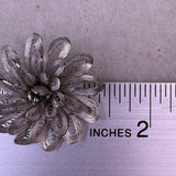 Vintage 925 Silver Tone Womens Flower Filigree Brooch Pin Intricate Petal Design