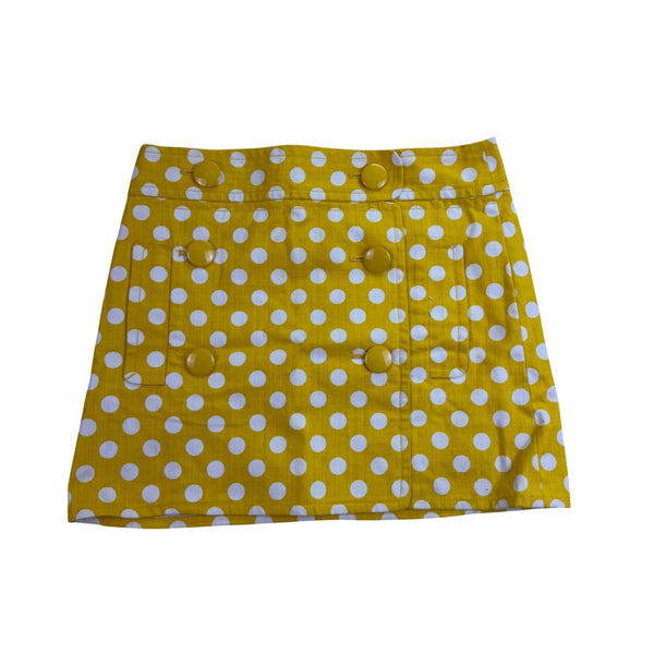 J.Crew Womens Yellow & White Polka Dot 100% Cotton Button Mini Skirt Size 0