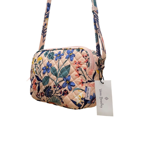 Vera Bradley Women’s Pink Quilted Floral Adjustable Strap Evie Crossbody Bag