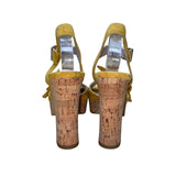 Nine West Women’s Yellow Suede floral appliqué Winflower Platform Sandals Sz 6.5