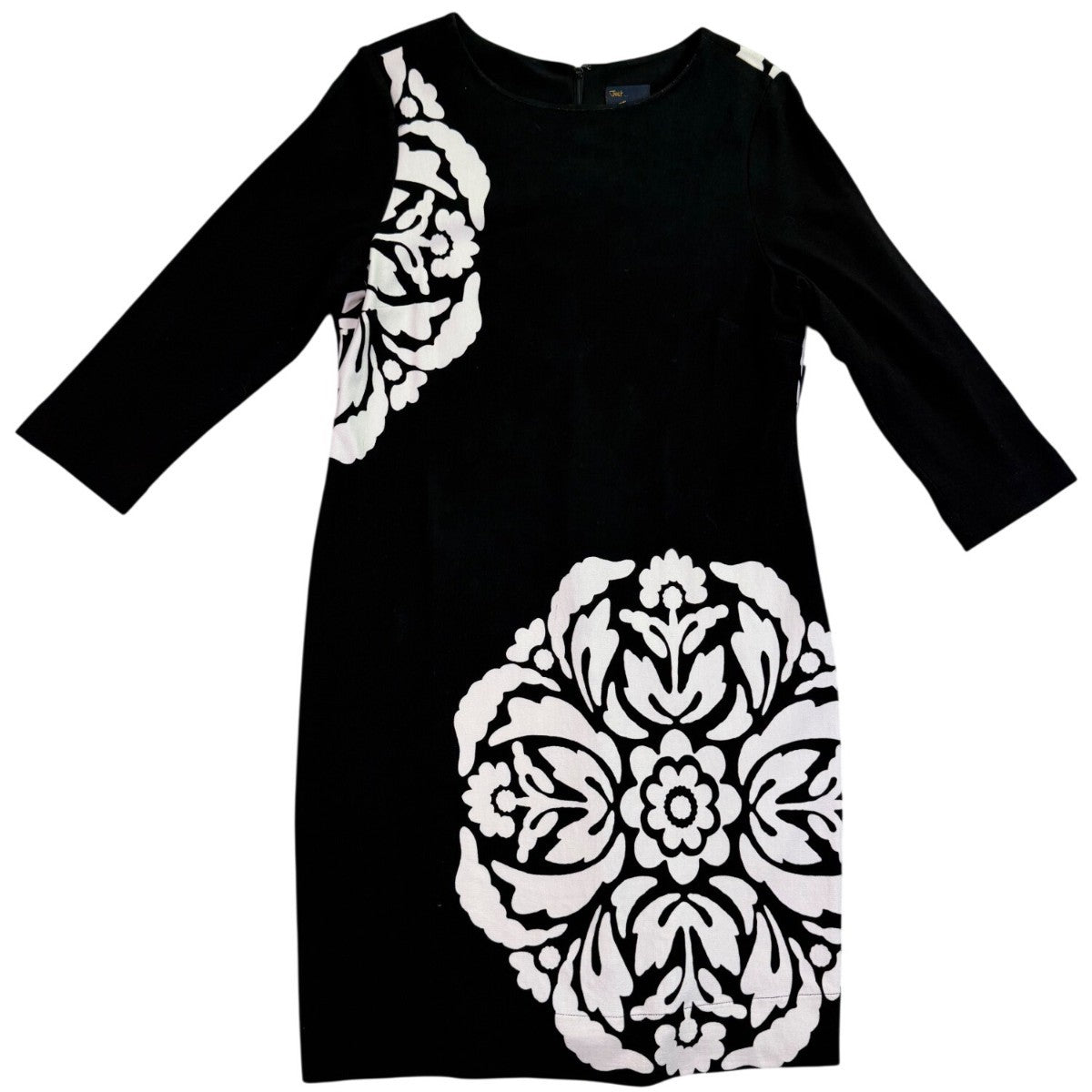 Just Taylor Womens Black & White Rayon/Nylon Patterned Shift Dress Size 14