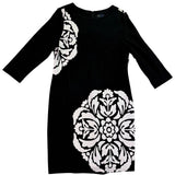 Just Taylor Womens Black & White Rayon/Nylon Patterned Shift Dress Size 14